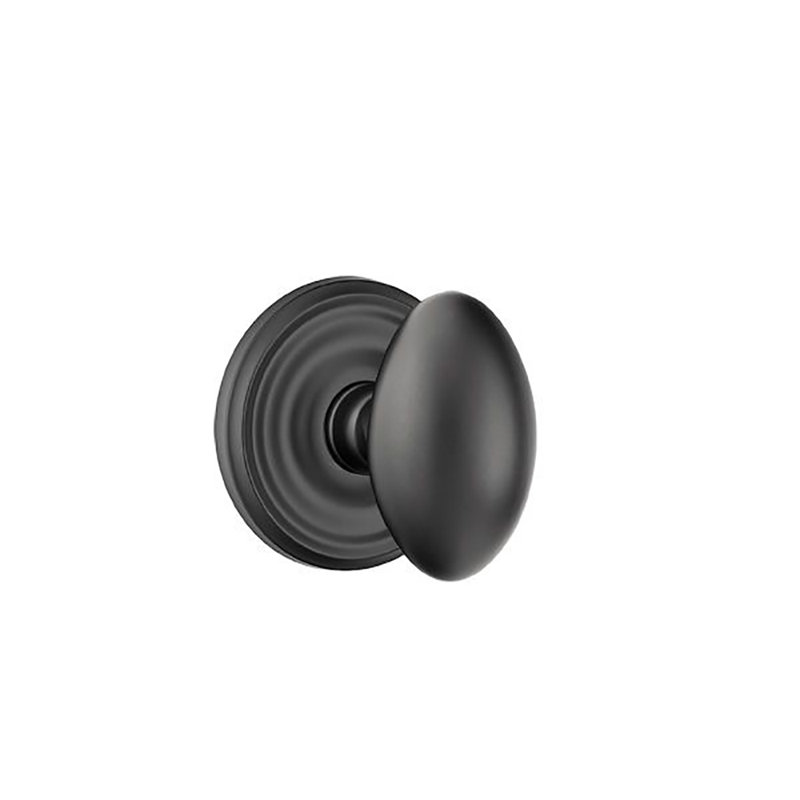 Privacy (Bed & Bath) Egg Knob with Regular Rose, Flat Black
