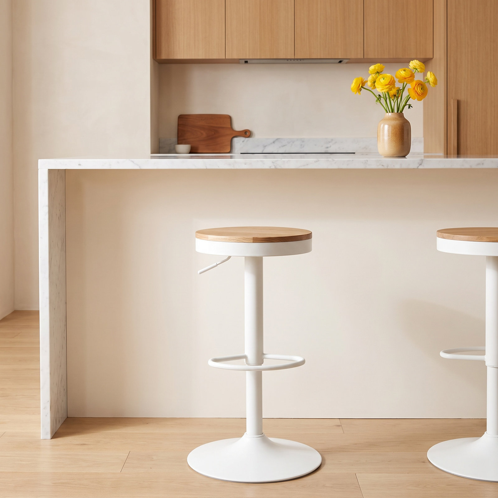 Jaina Swivel Bar Stool, 2, Brown/White