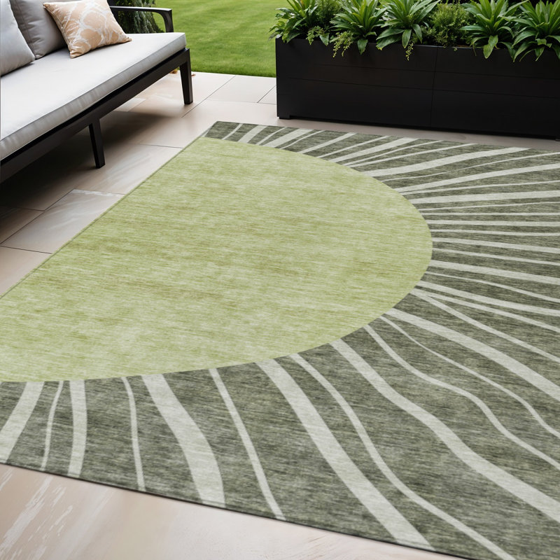 Tapis intérieur lavable abstrait vert olive et artichaut 5 pi x 8 pi HomeRoots