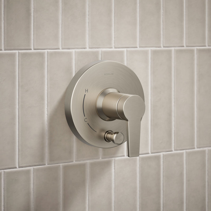 Ensemble de garniture de douche Pitch Rite-Temp avec inverseur à bouton-poussoir sans pomme de douche, Nickel brossé