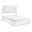 Grand lit blanc avec éclairage à DEL et conception géométrique moderne, tête de lit pour meubles de chambre à coucher, rails, sommier tapissier requis