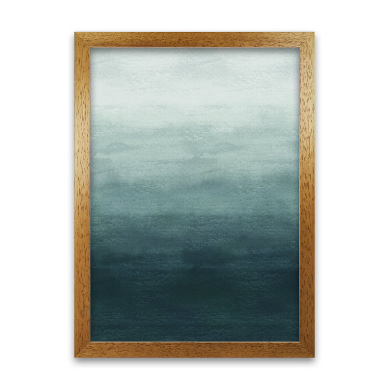 Blue Gradiant Original 1 Piece Painting, 42cm H x 30cm W x 3cm D, Oak Frame
