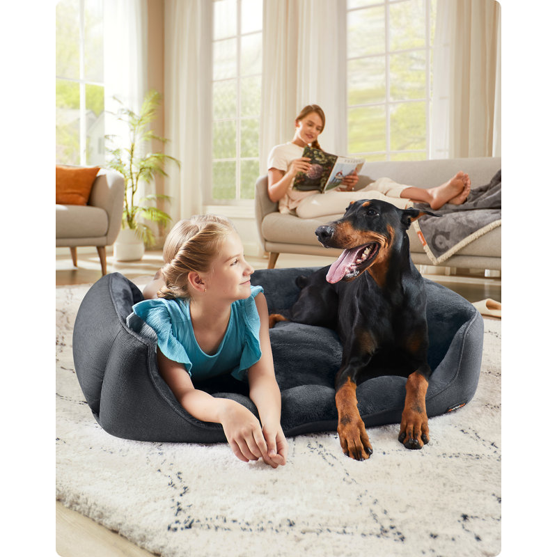 120x90x30cm Polyester Pet Bed, Dark Grey
