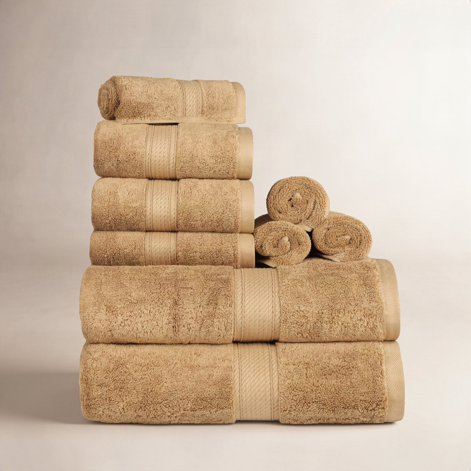 Renata 8-Piece Egyptian Cotton Towel Set, Toast