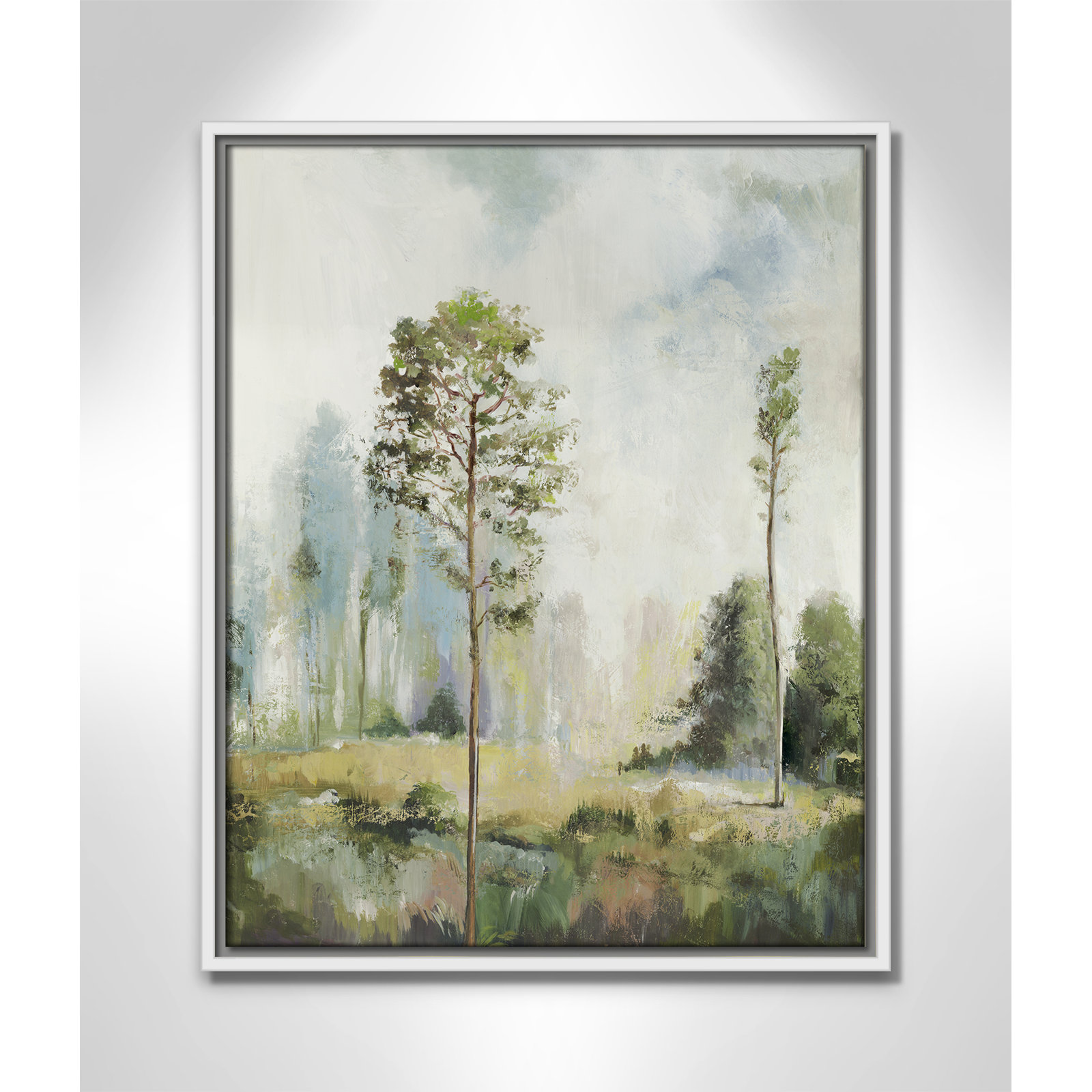 Teton "Tall Green Trees I" Print by Allison Pearce, 21.5" H x 17.5" W, White