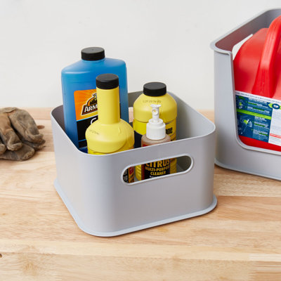 Plastic Storage Bins with Handles for Household Storage and Organization - Ideal for Kitchen, Bathroom, or Home Office
