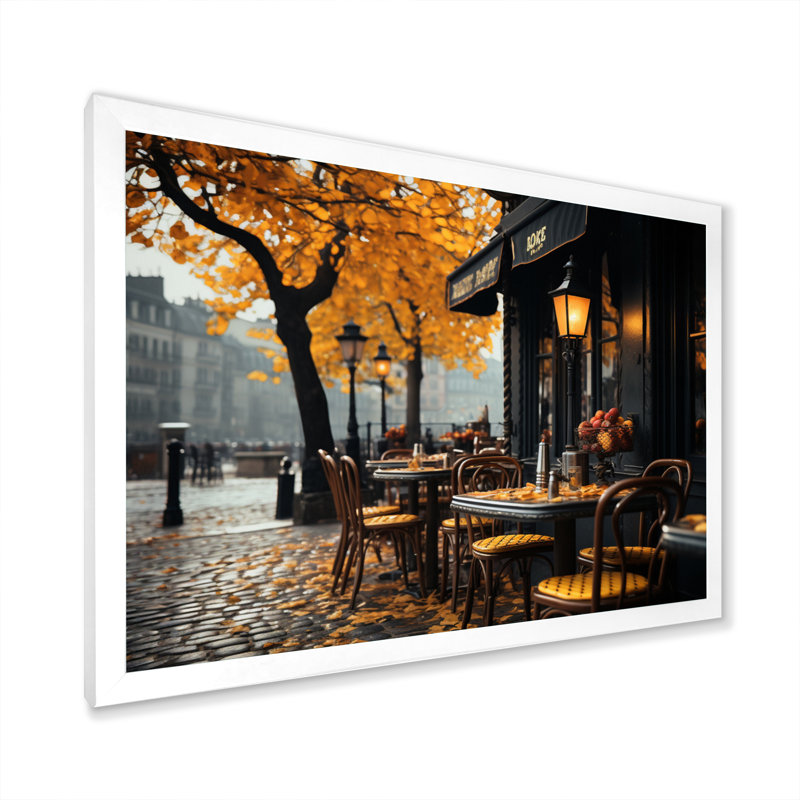 Décoration murale Maricarmen France Parisian Cafe III - France, H 24 po x l 32 po x P 1 po, Cadre simple blanc