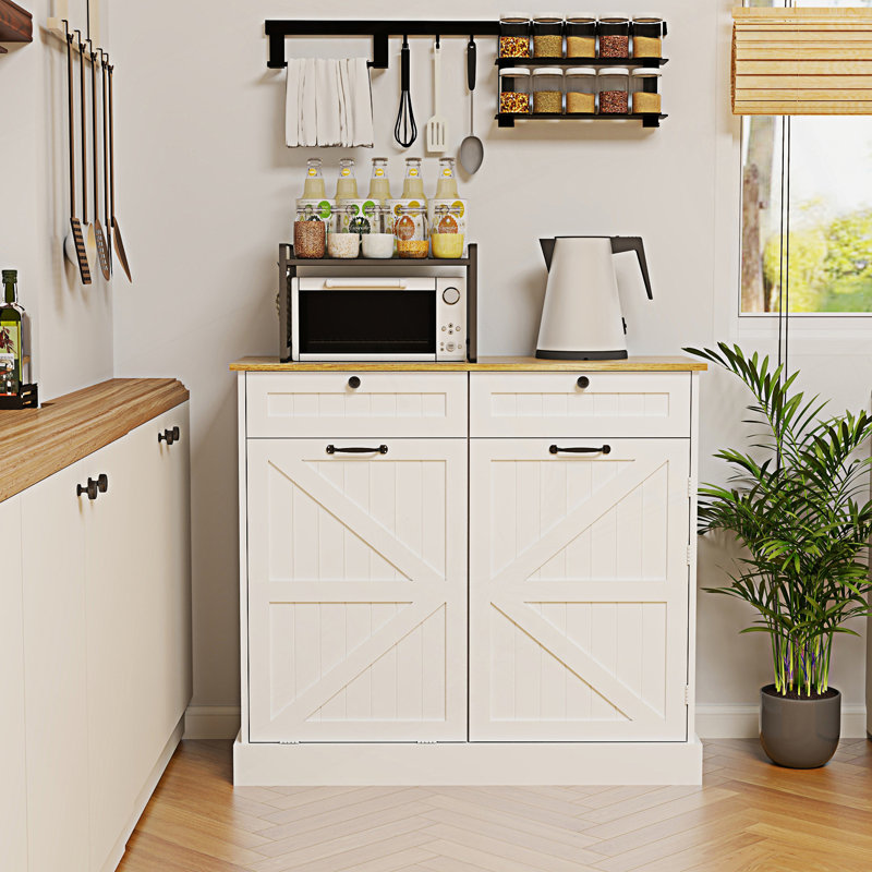 Armoire de cuisine avec 2 tiroirs, 1 armoire à ordures basculante et 1 porte, armoire d'entrée