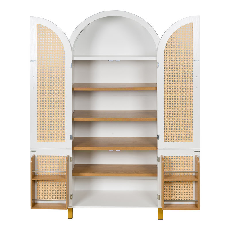 Armoire de rangement autoportante en rotin, White