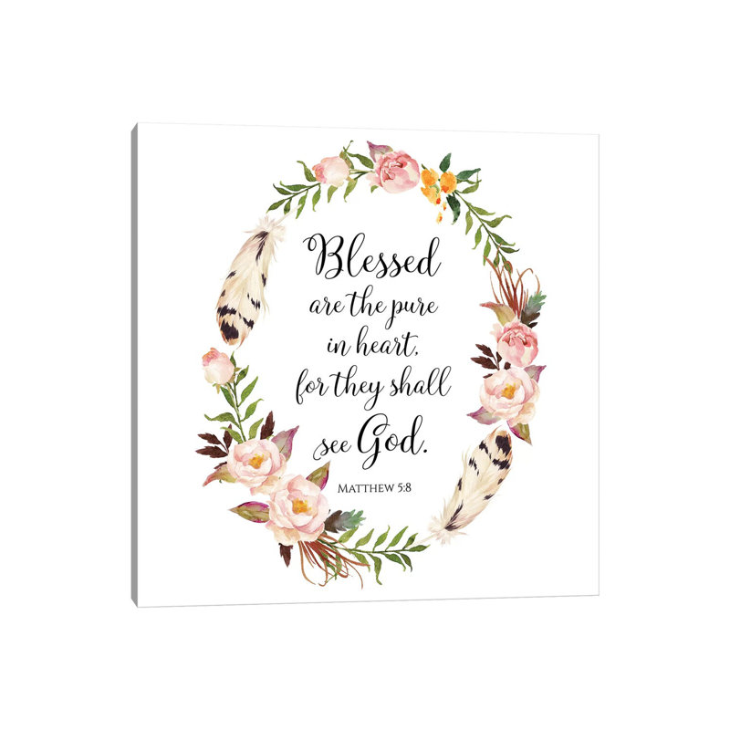 «Blessed Are the Pure in Heart for Ils Will See God, Matthew 5: 8» par Eden Printables - reproduction d'art textuel sur toile tendue
