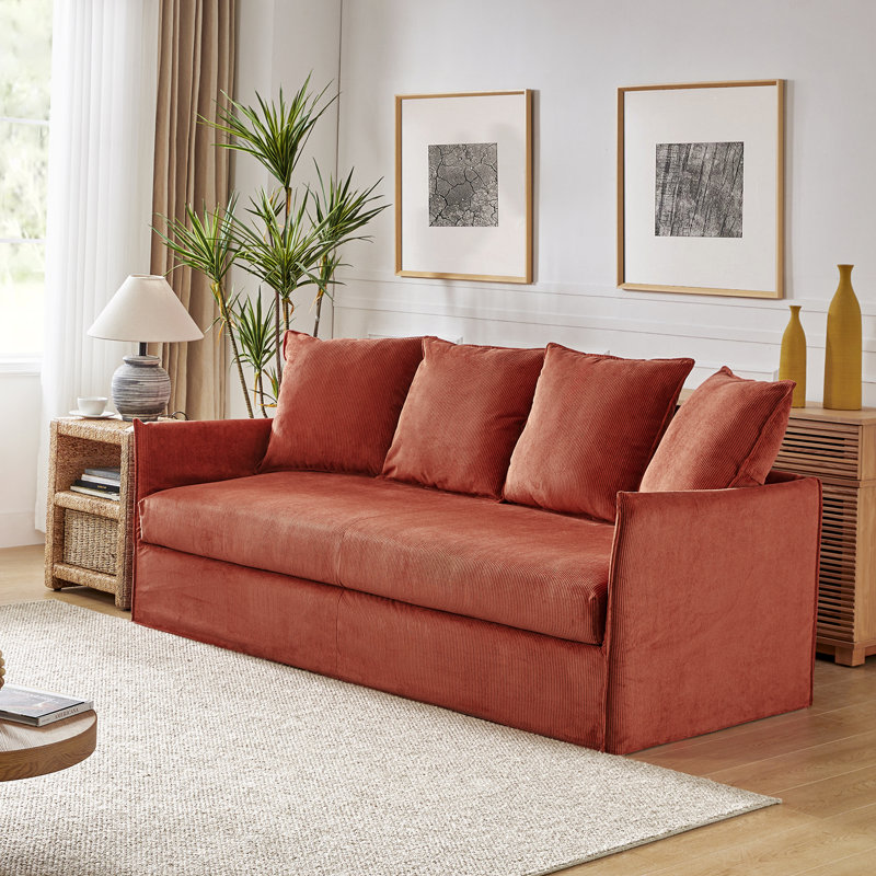 Boduram 80'' Sofa, Rust Corduroy