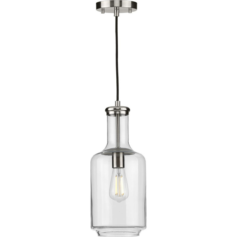 Luminaire suspendu cylindrique à 1 lumière Longmeadow, Argent