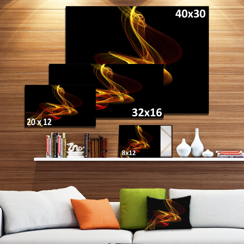 " Red Yellow Twisted Waves Fractal ", 16" H x 32" W