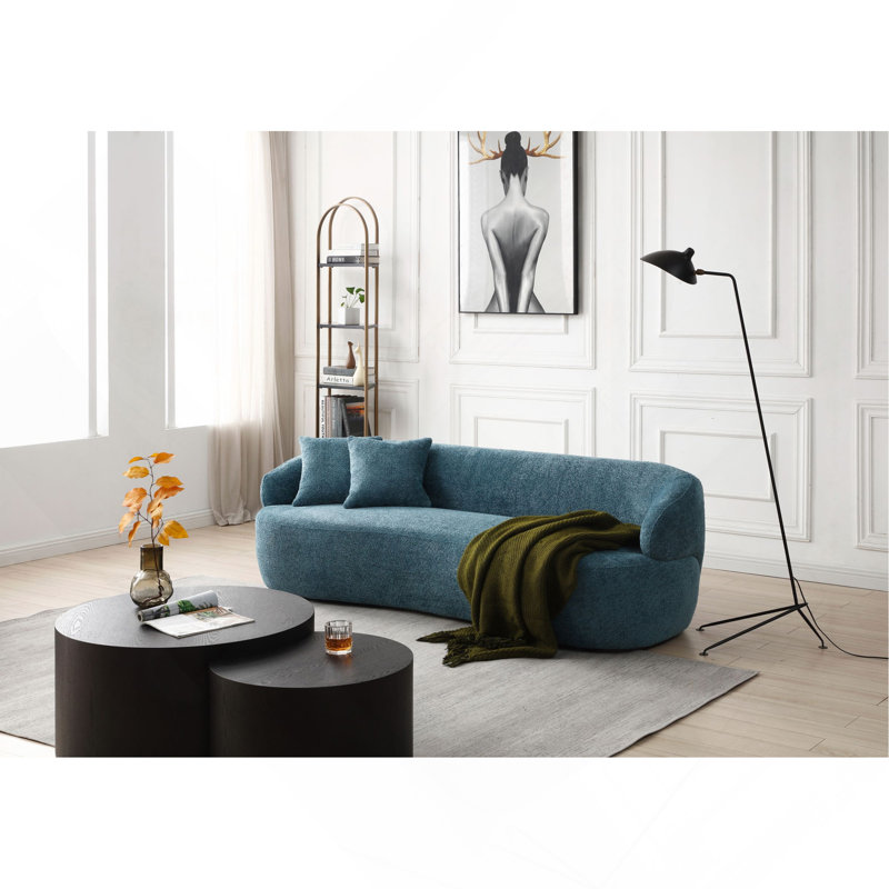 Canapé incurvé moderne bleu Mid-Century, canapé 3 places Cloud