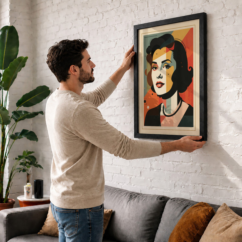 Portrait Pop Art - Framed Print, Black, A4 - 29.7 x 21.0 cm
