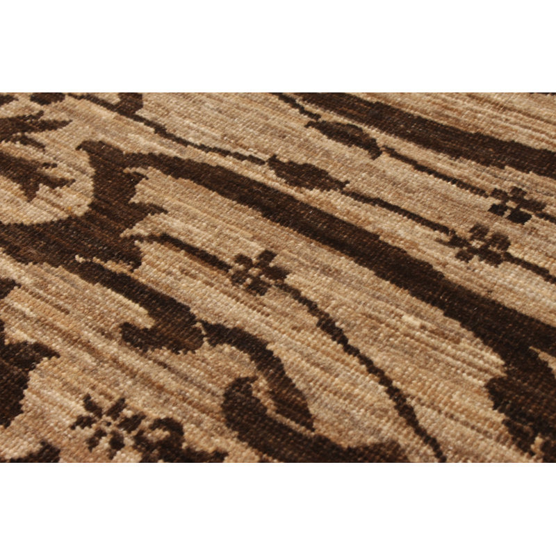 Tapis unique en laine noué à la main brun clair / brun clair 4 pi 1 po x 5 pi 10 po nouvel âge 18/20