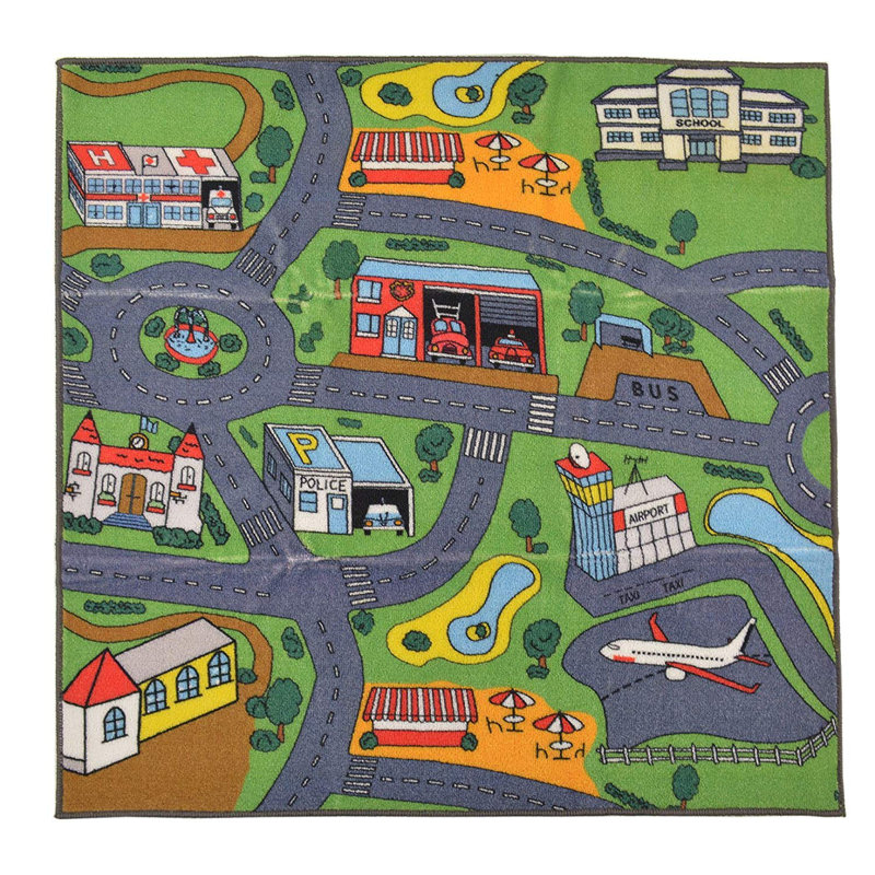 Stimpson Tufted Gray/Green/Red Area Rug, Square 3'3"
