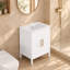 Meuble-lavabo autoportant blanc de 61 cm (24 pouces) avec panneau de porte ondulé et poignées dorées