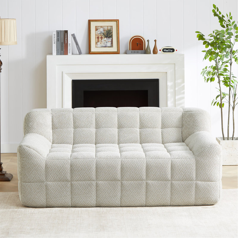 Full Compression Sofa, Beige Velvet