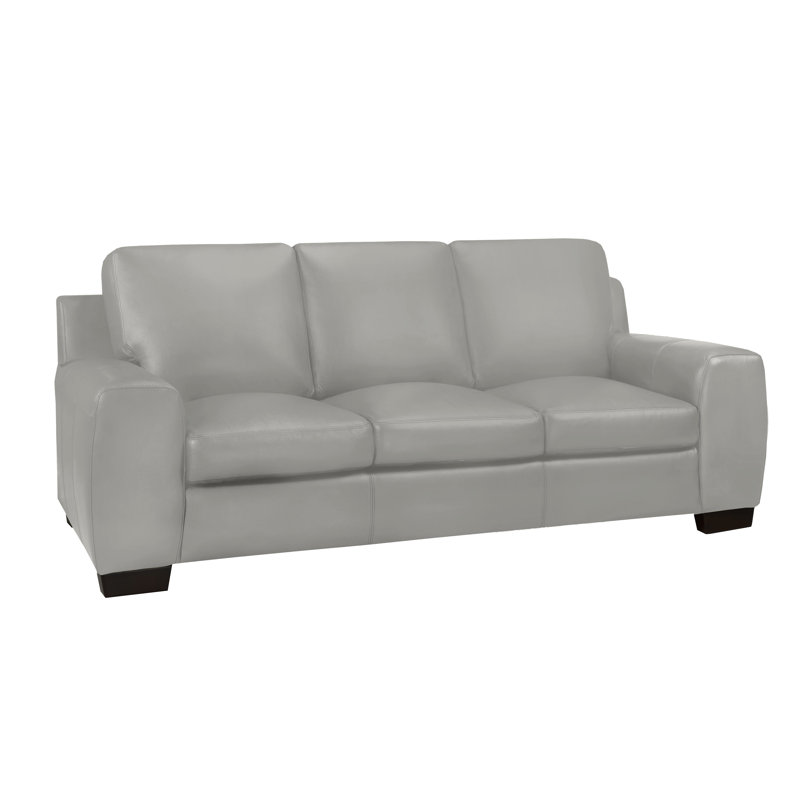 Causeuse Lynsey, Cuir gris nuage, H 36 po x l 86 po x P 37 po
