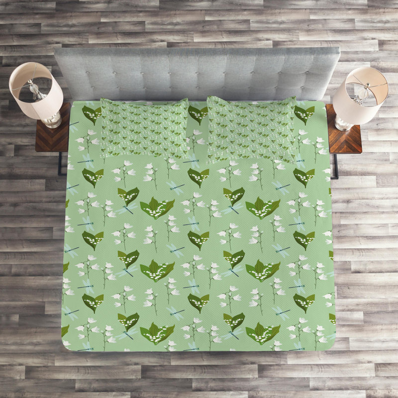 Flower Polyester Floral Coverlet, King Bedspread + 2 Shams