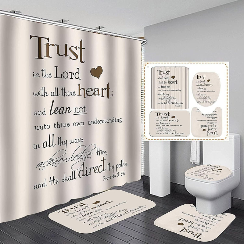Ensemble de tapis de bain antidérapant 4 pièces Bible Verse Trust