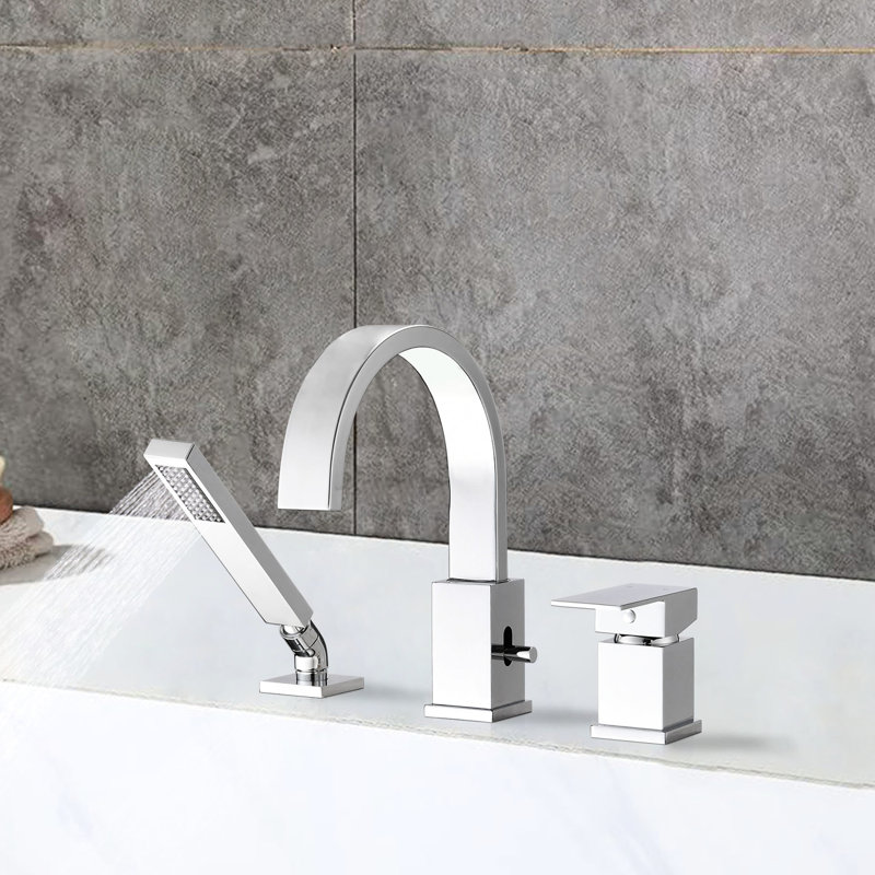 Robinet de baignoire à cascade avec douche à main - installation de 1,38 po et robinet de montage sur le pont 4 po, poids de 11 lb