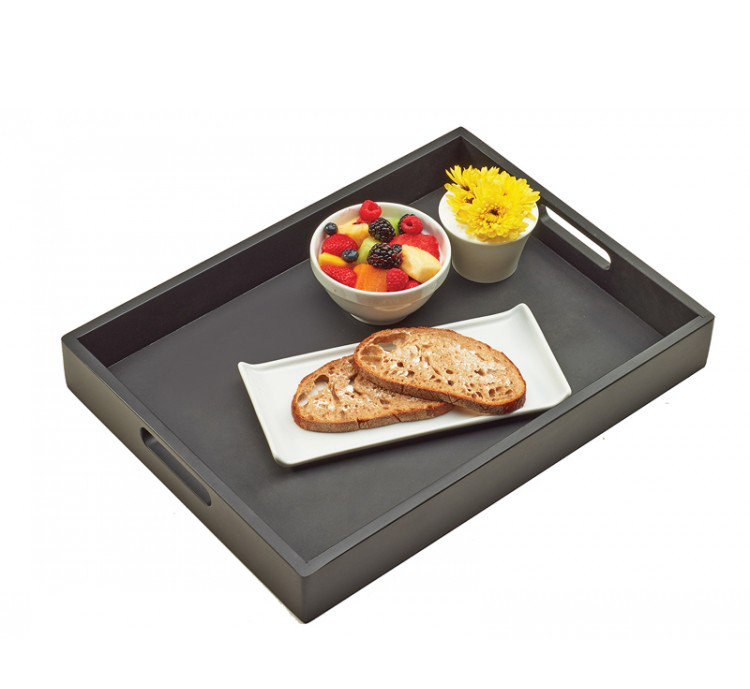 Midnight Black Bamboo Room Service Tray with Handles