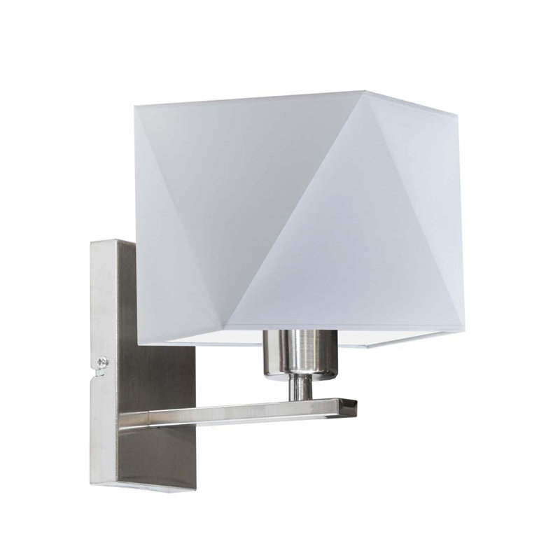 Awilda Steel Armed Sconce, Brushed Steel, Light Grey