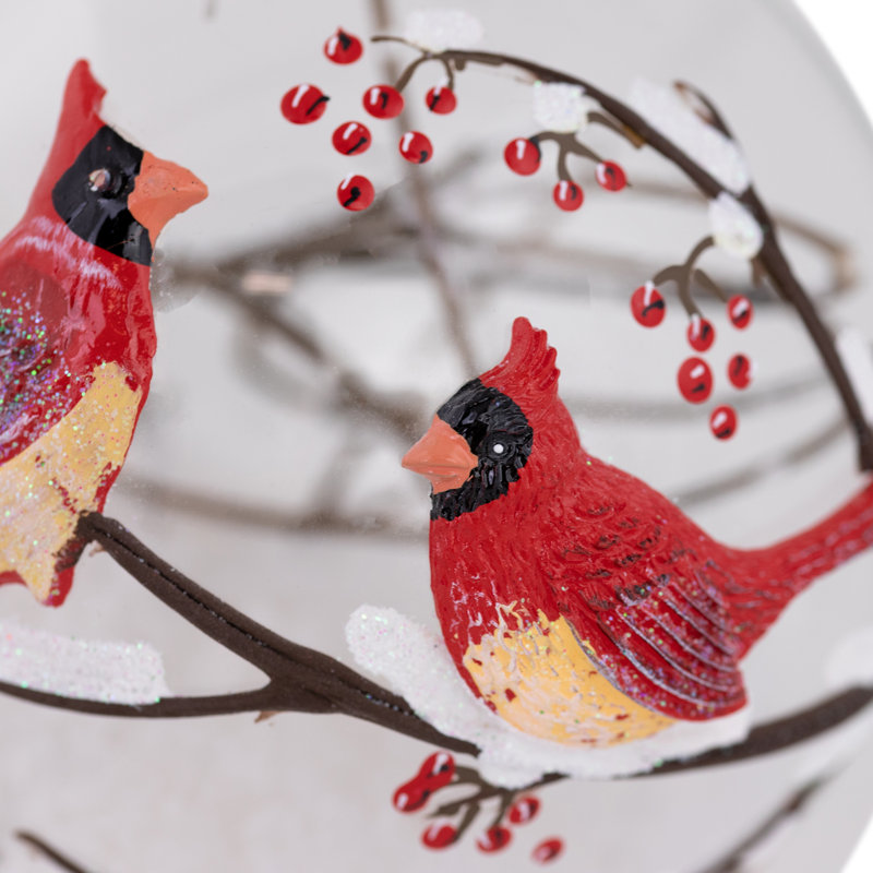 Ornement de Noël boule en verre 4 po Red Cardinals