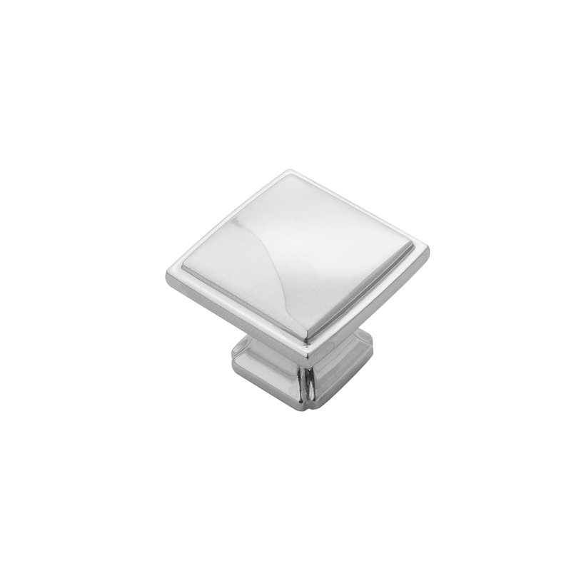 Poignée carrée de la collection Bridges - Poignée d'armoire chromée de 1-1 / 4 po x 1-1 / 4 po - Quincaillerie transitionnelle et décorative pour tiroirs et armoires
