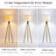 Lampe sur pied de style années 50 avec chaînette, finis noir et doré | Structure bicolore en bois massif, abat-jour conique en lin, lampadaire haut idéal pour le salon, la chambre ou un coin lecture, ampoule incluse