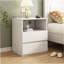 Table de bout avec station de charge USB C rapide, canapé avec 2 tiroirs, grande armoire de rangement moderne en bois pour le salon, la chambre à coucher, le bureau, blanc