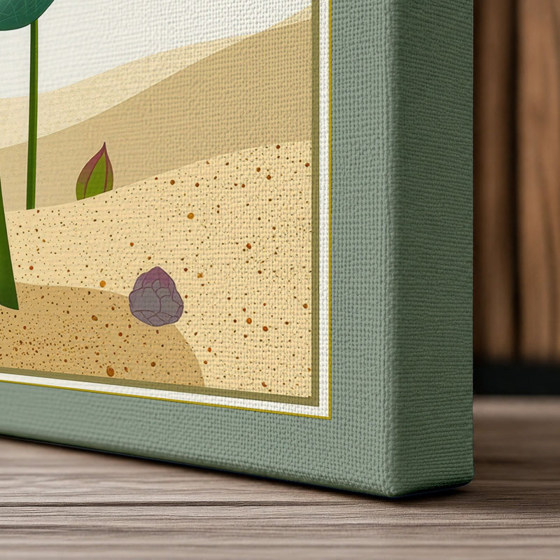 Desert Lotus Botanical - Wrapped Canvas, 24x16 - 61.0 x 40.6 cm, Sage Border