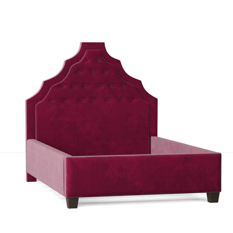 Lit plateforme tapissier Lexi, Double, Sienne 69, Brun acajou