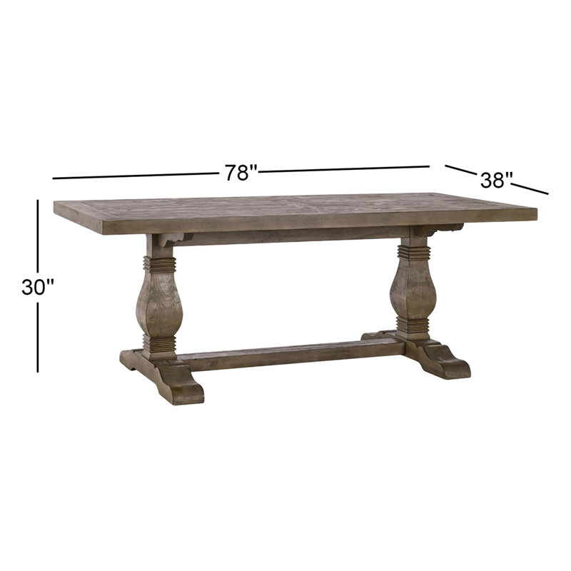 Table de salle à manger à tréteaux en bois massif de 78 po Kinston, Brun vieilli