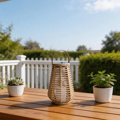 Lot de 2 lanternes solaires d'extérieur étanches, lanternes solaires en forme de vase avec poignée, corde enroulée à la main, allumage automatique du crépuscule à l'aube, DEL pour terrasse, jardin ou porche