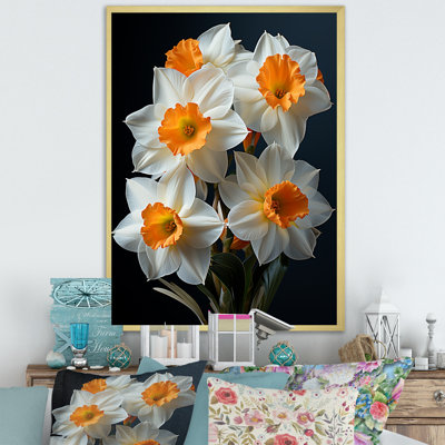 " White Orange Daffodils Bloossom "