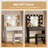 31.5" Makeup Vanity Set with Vanity Stool, 3-Color LED Mirror, Power Outlet, Hair Dryer Holder, 2 Drawers-1384848953-1392411452