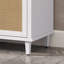 Meuble-lavabo de 60 po avec lavabo SMC, grande armoire de rangement moderne avec tiroirs à fermeture en douceur et portes en rotin, poignées en métal argenté et 5 pieds en pin-862765505