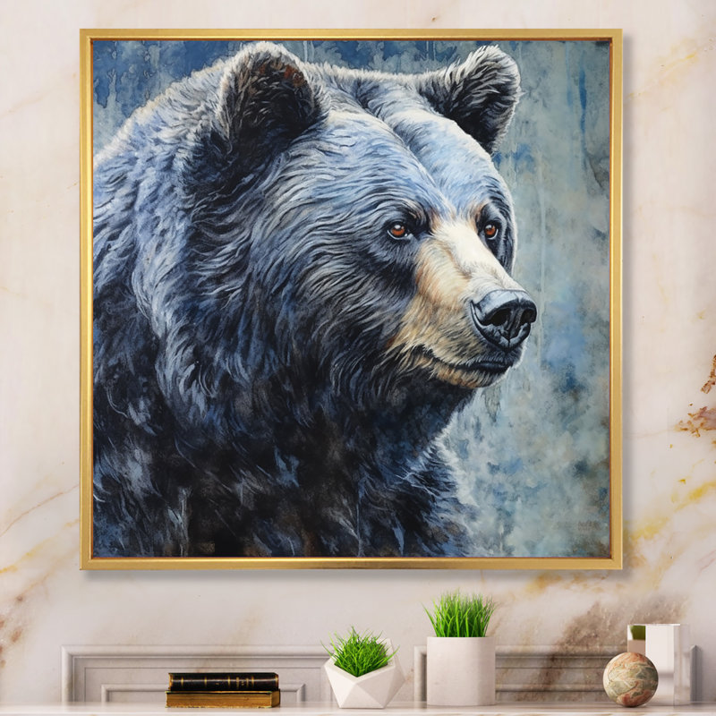 Décoration murale majestueuse Grizzly III - Ours, Cadre flottant doré, H 30 po x l 30 po x P 1 po