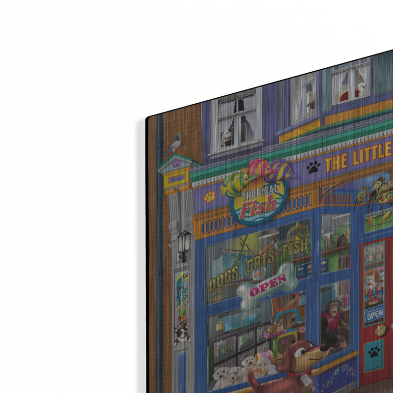 «The Little Pet Shop» par Bigelow, illustrations en métal, H 12 po x l 16 po