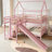 DiMaggio House-Shaped Bunk Bed With Slide, Playhouse Design, Solid Wood Frame, Customizable Layout-125179198-125179196
