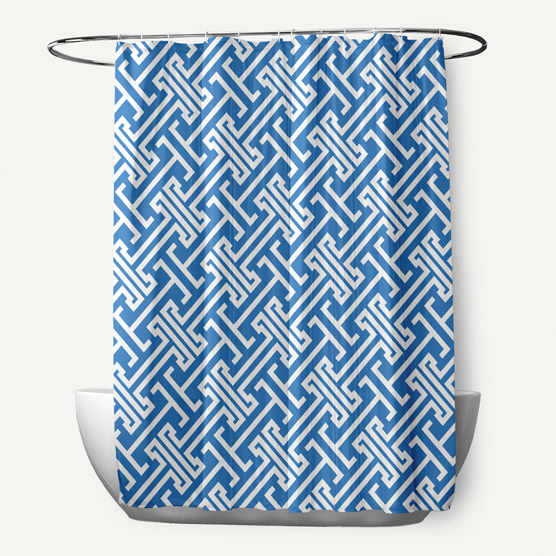 Rideau de douche simple à motif géométrique Leeward, bleu