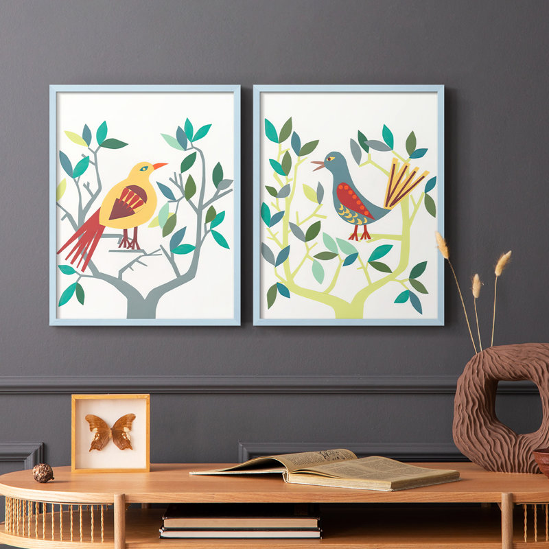 WhittyBird III - reproduction encadrée de qualité supérieure - prête à être accrochée - aucun clou requis - aucun clou requis