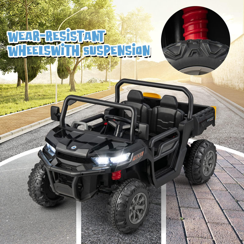 Homdox 24V 2 Seater All-Terrain Vehicles Battery Powered Ride on Toy with Remote Control, Black