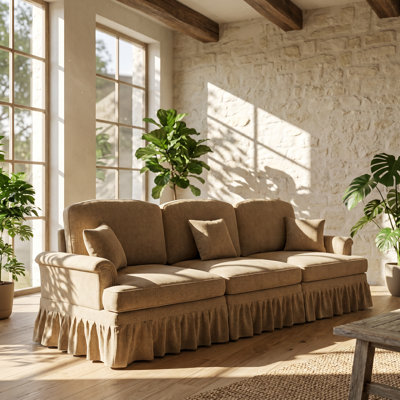 Urban Ins 107.1" W x 32.8" D x 36.6" H Flared Arm Chenille 3-Seater Sofa