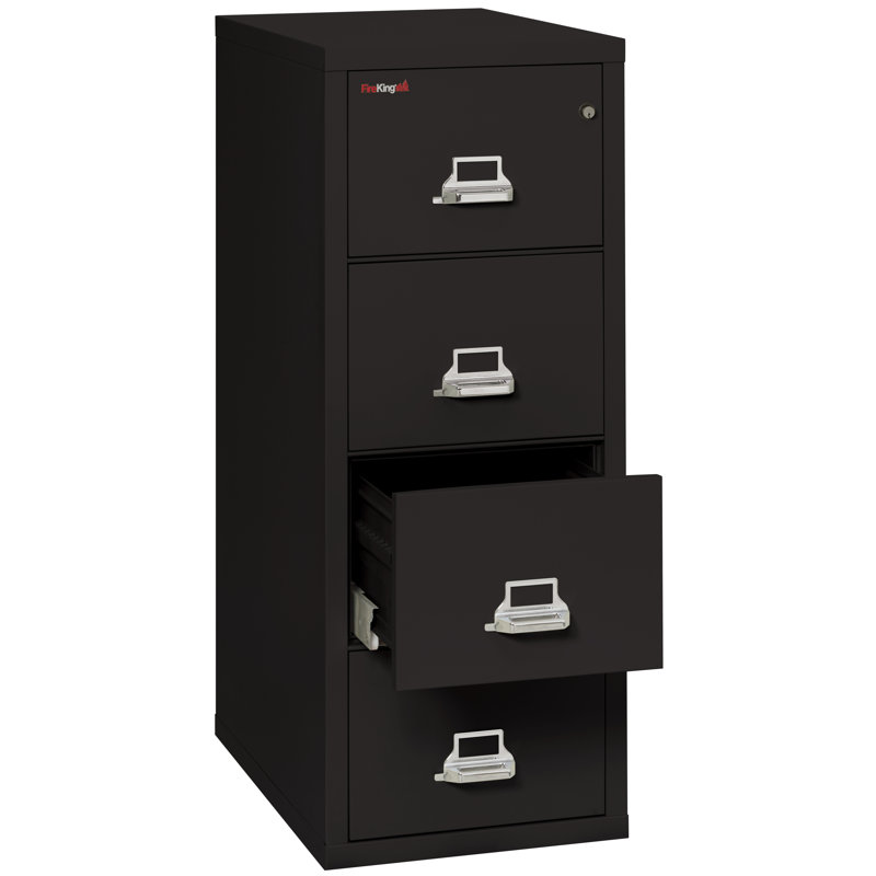 Fireproof 20.8125'' Wide 4 -Drawer Steel File Cabinet, Black, Combination Lock, 52.75'' H X 20.81'' W X 31.56'' D 