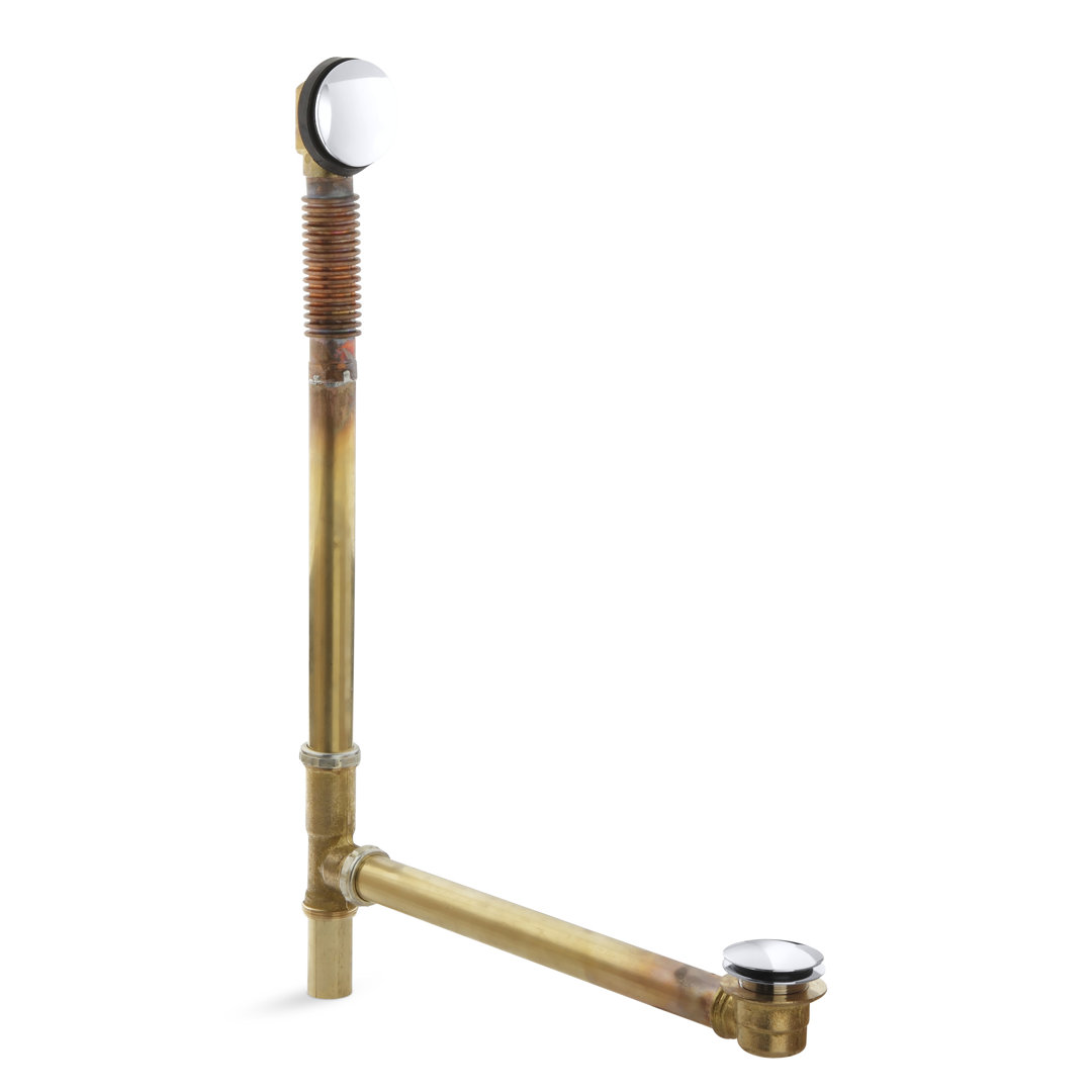 Clearflobrass Toe Tap 1.5" Leg Tub Drain with Overflow Kohler 