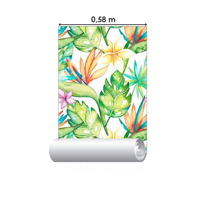 Rouleau de papier peint Secaucus, Blanc / vert / jaune, L 126 po x l 24 po